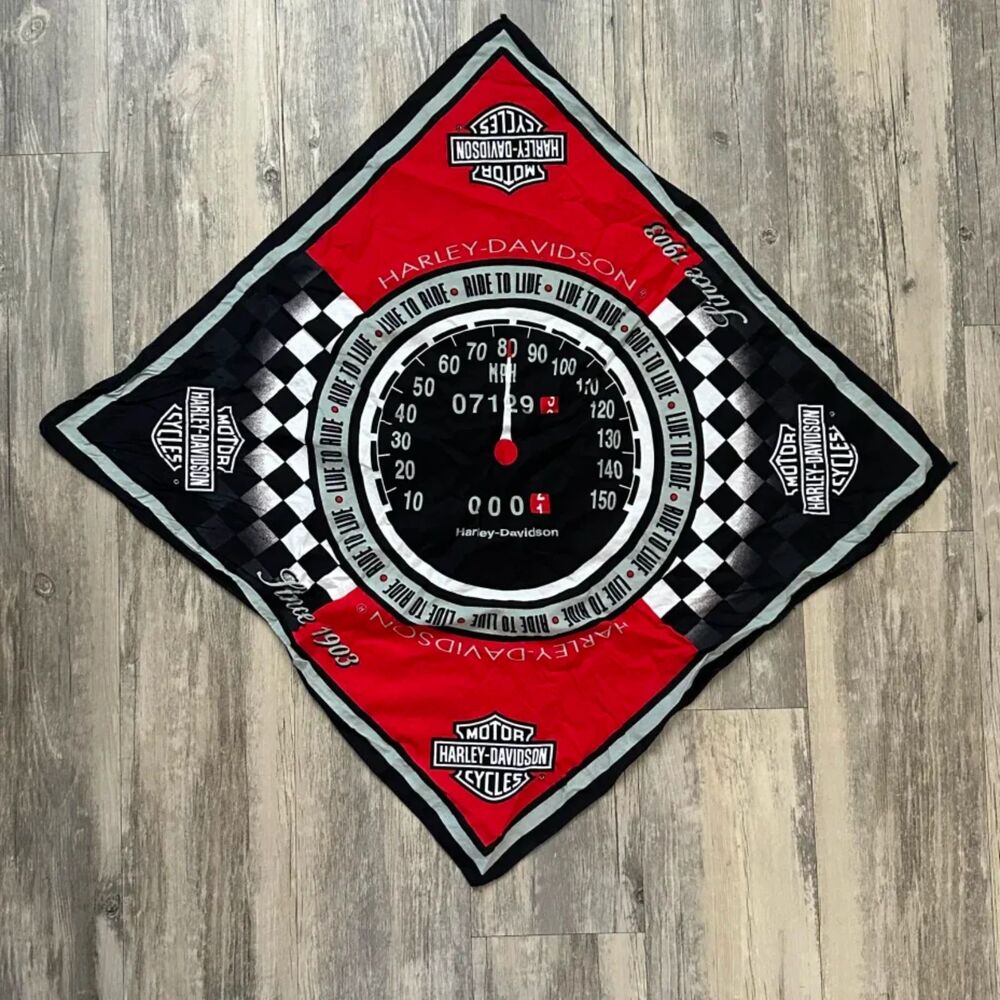 Vintage Harley Davidson Speedometer Biker Bandanna Scarf